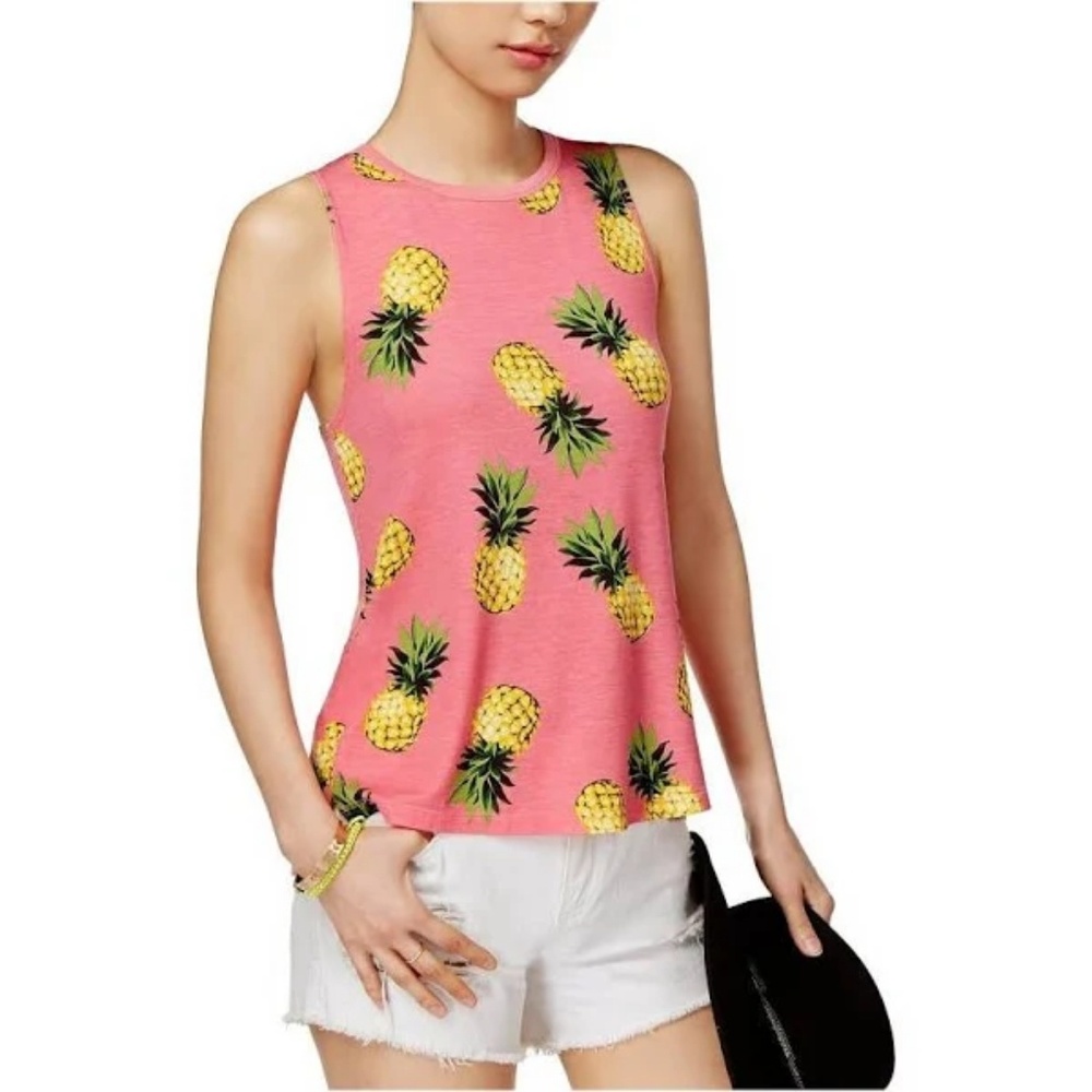 Carbon Copy Pineapple Print Tank Top 